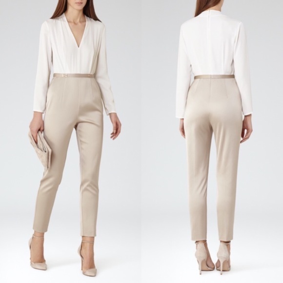 Reiss Pants - Reiss | Heiden Champagne Colorblock Jumpsuit US 6